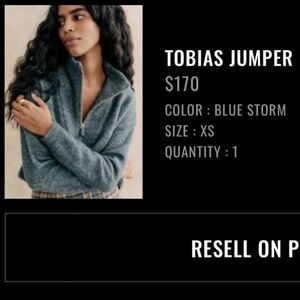 Sezane Tobias Jumper Blue Storm - Size XS